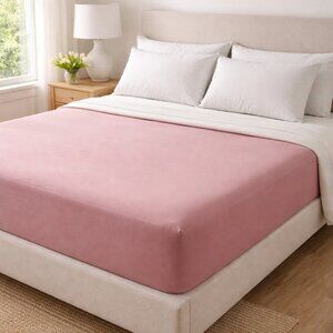 USA Basics King Fitted Sheet English Rose Pink 78x80 New Sealed Vintage